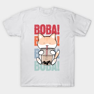 Kawaii Cat Drinking Boba T-Shirt